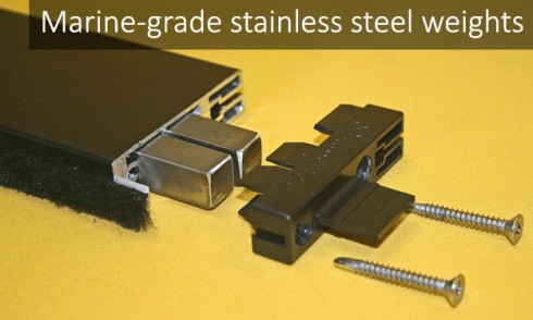 Marine-grade stainless steel bottom bar weights